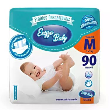 Imagem de Fraldas Descartável Suave Macio Infantil Enzzo Baby Tamanho M 90 Unida
