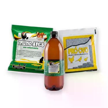 Imagem de Combo completo para Galinhas e Aves de Postura ImunoAves Pó + Líquido 