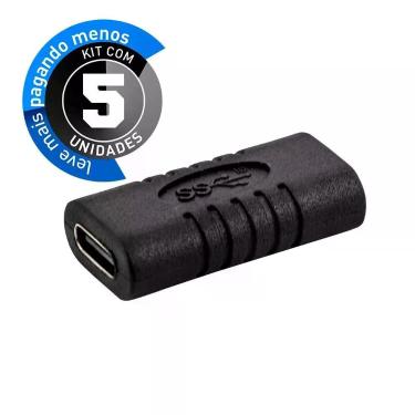 Imagem de Emenda Usb Tipo-C Fêmea - Kit Com 5 - Cirilo Cabos