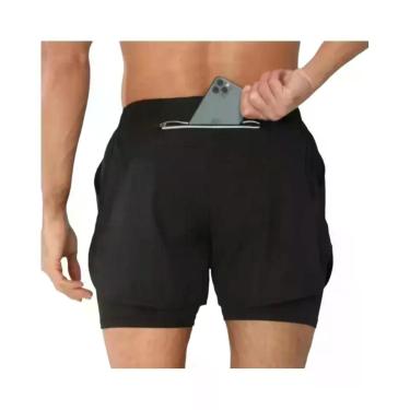 Imagem de Shorts De Treino Masculinos 2 Em 1 De Secagem Rápida Para Corrida E Fi