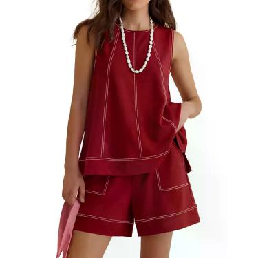 Imagem de Conjunto de Shorts LOMON Feminino Vermelho XL com Bolsos