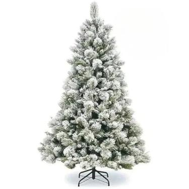 Imagem de Árvore de Natal Completa Pinheiro 2,10 Metros 566 Galhos Verde e Nevada com Branco Modelo Luxo Decoração de Natal(Nevada Pinhas 1,80M 694 Galhos)