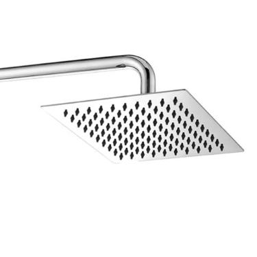 Imagem de Chuveiro Ducha Inox Slim Cromado 20X20 Suporte Redondo Banheiro Piscina Area Externa