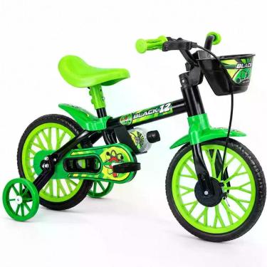 Imagem de Bicicleta Infantil Flower e Black 12 Aro 12 Freio a Tambor Preto e Ver