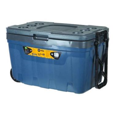 Imagem de Caixa Térmica Nautika Ice Box com Rodas (54 Litros), Cinza, Azul