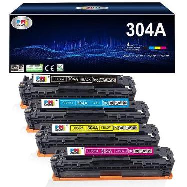 Imagem de PM Colori Substituição de 4 Pacotes para Cartuchos de Toner Hp 304A para Hp Color Laserjet Cp2025, Tinta de Impressora Colorida Laserjet Série Cm2320 Mfp (Preto, Ciano, Magenta, Amarelo)