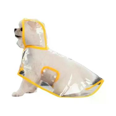 Imagem de Capa de Chuva Transparente Impermeável para Cães com Chapéu, Capa de C