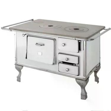 Imagem de Fogão a Lenha 2 Bocas com Forno a Gás Marumby N2 Saída Esquerda Chapa Ferro Fundido Branco