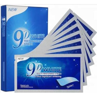 Imagem de Fitas Branqueadoras de Dentes 9D White, Tiras de Clareamento Dental com Sabor Menta Refrescante e Confortável 7 envelopes contendo 14 fitas Efeito 5D