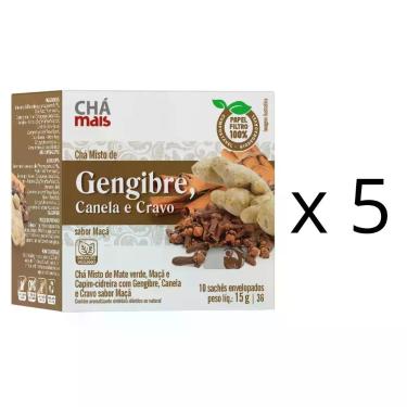 Imagem de Chá de Gengibre Canela e Cravo Cx. com 10 Sachês Vegano kit com 5 - Ch