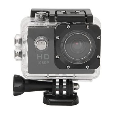 Imagem de Câmera esportiva à prova d'água, tela colorida HD de 2,0 polegadas, câmera de ação FHD 1080P, filmadora subaquática com kit de concha à prova d'água, 30 m / 131 pés à prova d'água, grande angular de 1
