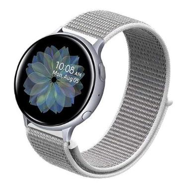 Imagem de Pulseira Nylon Branca Para Galaxy Watch 4, 5, 5 Pro - 40 e 44mm