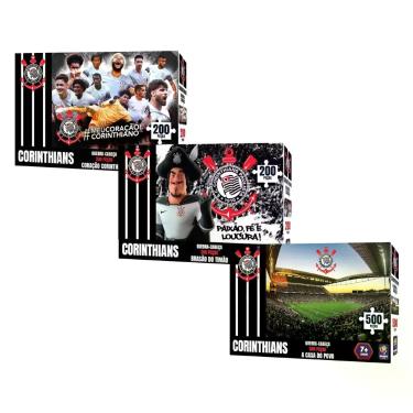 Imagem de Kit 3 Quebra Cabeças Corinthians Arena + Brasão + Jogadores - Mimo Toy