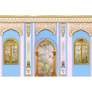 Imagem de Painel de lona Castelo de Princesa Portal Dourado Jardim - Fabrika de 