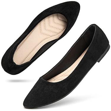 Imagem de hash bubbie Sapatos rasos femininos femininos para negócios, elegantes e casuais, sapatos de balé, mocassins confortáveis, sem cadarço, Preto, 37