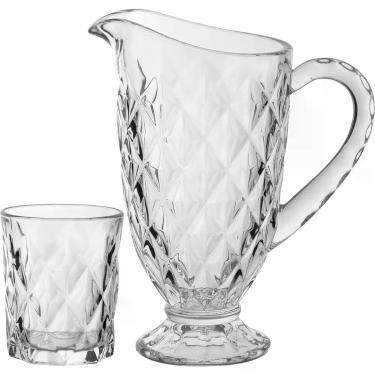 Imagem de Jarra com Copos Full Diamond Home&Co 23x20x12cm Cristal Eco Transparen