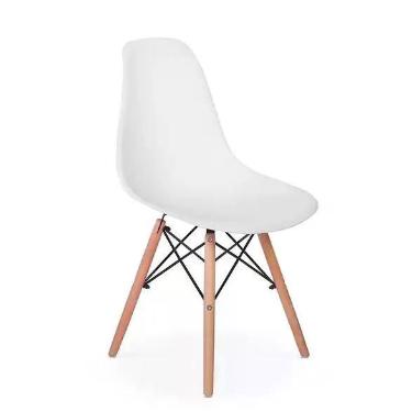 Imagem de Cadeira Eames Branca com Pés Palito em Madeira Sala de Jantar ou Escr