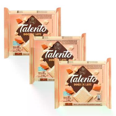 Imagem de Kit 3 Chocolate Garoto Talento Branco com Doce de Leite 85g