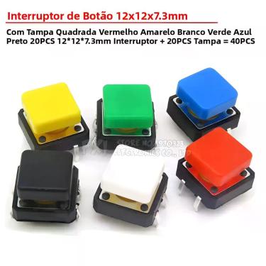 Imagem de Módulo De Interruptor De Botão Táctil Momentâneo PCB 12x12x7.3mm, 20 C