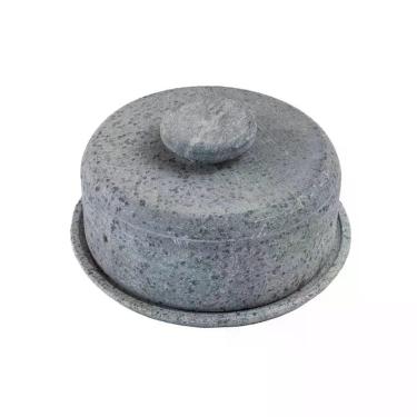 Imagem de Boleira e Queijeira AF1011INDSJ para Servir Bolos e Queijos Pedra Sabão Mantém Temperatura 10x20cm Industria São Jose