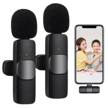Imagem de Microfone de Lapela Duplo Sem Fio Bluetooth USB-C Compatível com iPhone 15 Todos e Samsung (Microfone Lapela Duplo USB Tipo C)