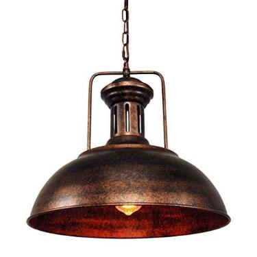 Imagem de Lingkai Luminária pendente de casa de fazenda de 41 cm, luminária de pendurar vintage rústica cúpula de celeiro abajur de teto para cozinha ilha sala de jantar