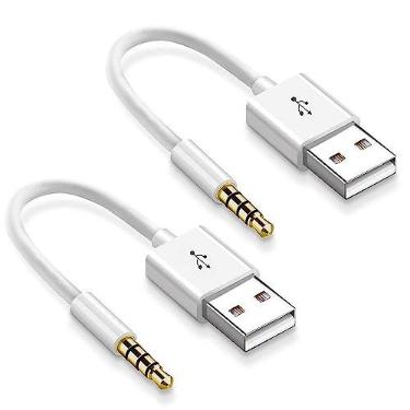 Imagem de iMangoo Cabo de carregamento para iPod Shuffle - Cabo de sincronização de dados USB com plugue auxiliar macho de 3,5 mm para adaptador USB macho - conversor de carregador de fone de ouvido extensor de