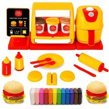 Imagem de Restaurante Fast Food MC Air Fryer com Som 2 Hambúrguer 15 Massinhas e