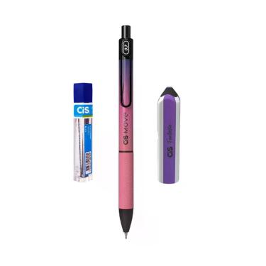 Imagem de Kit Lapiseira Move 0.7 Rosa/Roxo+Grafite+Borracha Lápis Roxa - CIS