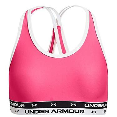 Imagem de Under Armour Sutiã liso cruzado nas costas para meninas, Cerise (653)/Branco, P
