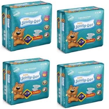 Imagem de Kit 4 PCT Fralda Descartável Scooby Doo Jumbo Todos Os Tamanho-(P)(M)(
