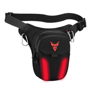 Imagem de Bolsa de perna de motocicleta com luz vermelha de LED, cinto de coxa, bumbum, impermeável, ciclismo, motociclista, pochete para moto, viagem, trilhas, bolso, Vermelho