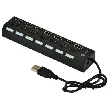 Imagem de Hub USB HUV-40 7 Portas USB 2.0 com LED Indicador e Interruptor Preto Vinik