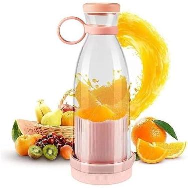 Imagem de Mini Liquidificador Portátil USB 420ml para Shakes, Sucos, Vitaminas e Smoothies – Recarga USB, Lâminas Inox, Bivolt – Ideal para Academia, Viagem, Escritório e Casa (Rosa)