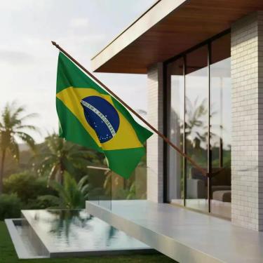 Imagem de Bandeira Do Brasil 1,35x0,90m Em Poliester Com Suporte Mastro