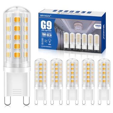 Imagem de Lâmpada LED G9 branca quente, 3W, 350LM, 2700K, equivalente a halogênio 30-40W, sem cintilação, não regulável, ângulo de feixe de 360°, AC 220-240V, base de cerâmica de dois pinos G9 lâmpadas LED para