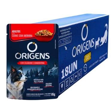 Imagem de Ração Úmida Origens Sachê Cães Adultos Carne 85g 18 Unid