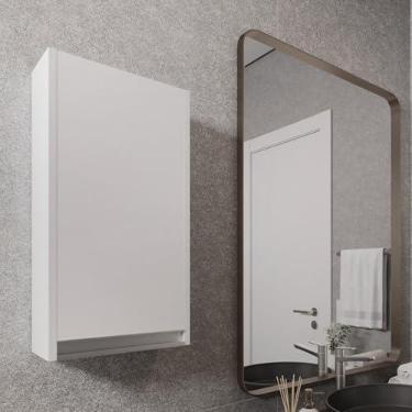 Imagem de Armário Aéreo Estreito 30cm Para Remédios/Banheiro Lavação (Porta Direita, Branco)