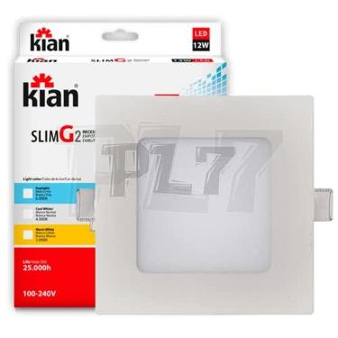 Imagem de Kian - Luminária Led Painel/Plafon Slim Quadrada Embutir 12W 6.000K Branca Fria Bivolt