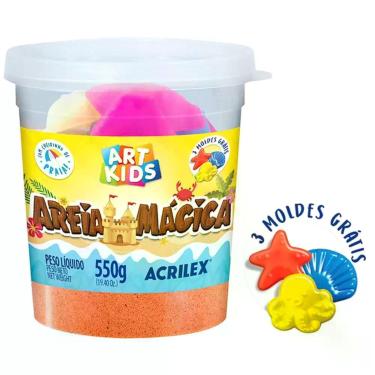 Imagem de Massa Areia Areia Magica Laranja 550G C/MO Pote - Acrilex
