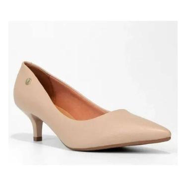 Imagem de Sapato Scarpin Feminino Vizzano Salto Baixo Pelica, Bege, 38