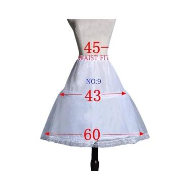 Imagem de Saia Infantil Branca A-Line Com 3 Aros E Renda Para Vestido De Dama De