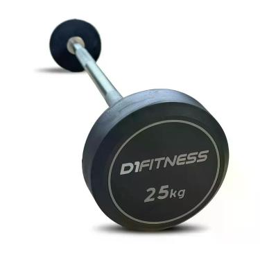 Imagem de Barra Montada Reta 25kg Emborrachada Injetada Maciça Knurling Musculaç