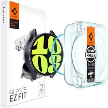 Imagem de Spigen Protetor de tela de vidro temperado [GlasTR EZ FIT] projetado para Galaxy Watch 6 (44 mm) [cobertura total][vidro temperado com dureza 9H] - Pacote com 2