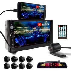 Kit Multimídia + Câmera Ré + Sensor Dianteiro Traseiro Preto Spacefox 