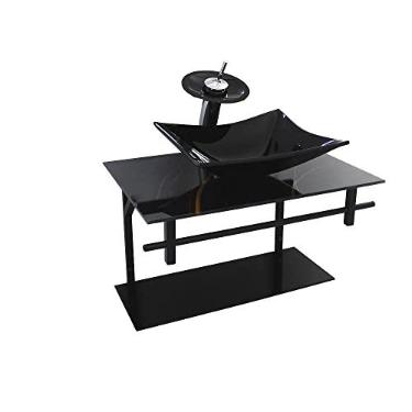 Imagem de GABINETE DE VIDRO PARA BANHEIRO 60CM RETANGULAR AP SLIM MÁRMORE PRETO DOURADO