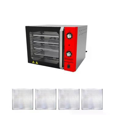Imagem de Forno Turbo Elétrico de Convecção Metalúrgica Venâncio FCSB4E Aço Inox 55L Kit 4 Assadeiras Inox 220V