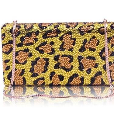 Imagem de Bestenda Bolsa de mão Leaprod de cristal para mulheres, formal, exclusiva, para casamento, animal, strass, festa noturna, 1 amarelo, Large