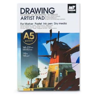 Imagem de TRANSON Bloco de anotações Artist Mix Media Sketchbook, 14,7 x 21,1 cm, 65 folhas de papéis de arte A5, 49,9 kg/160gsm para pintura, desenho e esboço