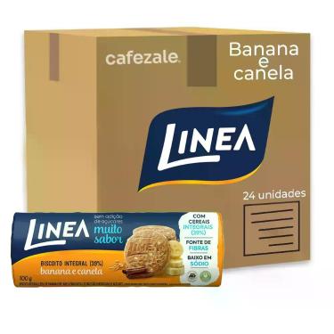 Imagem de Biscoito Integral Linea Banana e Canela Kit 24 Pacotes 120g